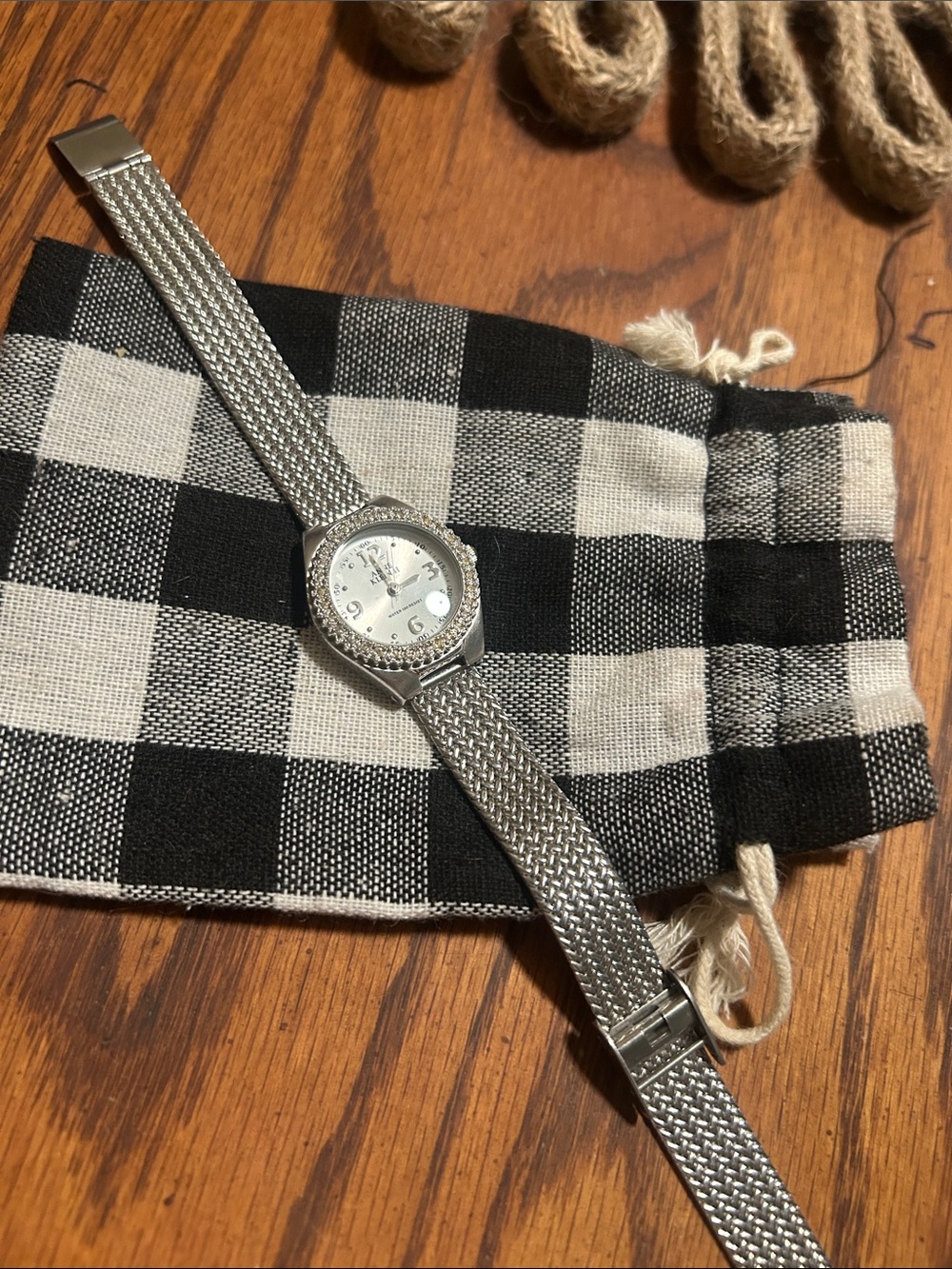 Anne Klein Silver Mesh watch Cosmetic Pouch Accessory included.